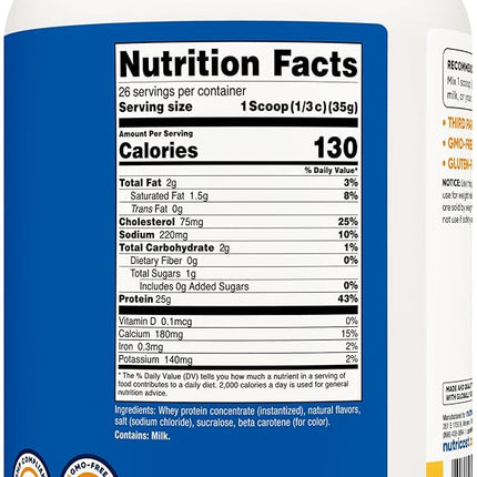 Nutricost Proteína de Suero de Leche en Polvo Sabor Piña Colada (907 g) - Sin Gluten, Sin OGM, a base de Concentrado de Proteína de Suero