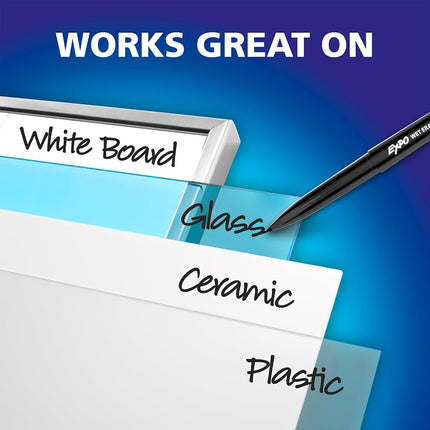 EXPO Wet Erase Markers, Semi-Permanent Markers, Assorted, Ultra Fine Tip, 12 Count