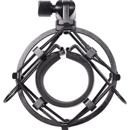 Micrófono de condensador de estudio Rockville RockShock negro con soporte antivibración de metal y espuma