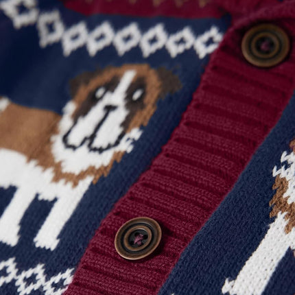 Cárdigan con botones delanteros de manga larga para niños y bebés Gymboree, Pups Fairisle, 12
