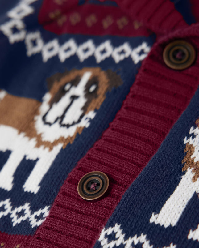 Gymboree Boys' and Toddler Long Sleeve Button Front Cardigan, Pups Fairisle, 12
