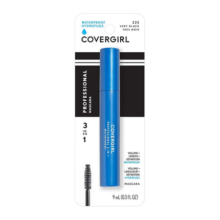 Professional 3-in-1 Waterproof Mascara - 225 Very Black by CoverGirl for Women - 0.3 oz Mascara