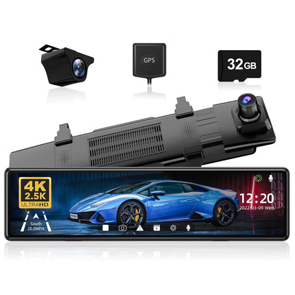 REDTIGER Rear View Mirror Camera for Cars,4K Front