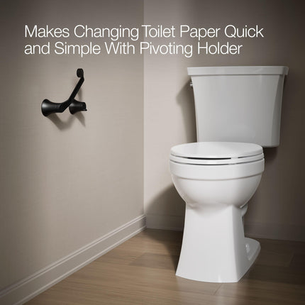 Kohler 27397-BL SIMPLICE Pivoting Toilet Paper Holder, Bathroom Accessory, Matte Black