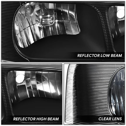 DNA MOTORING HL-OH-CEGS03-2P-BK Par de faros delanteros estilo OE compatibles con 03-14 Express Savana 1500/03-23 Express Savana 2500 3500, Negro/Transparente
