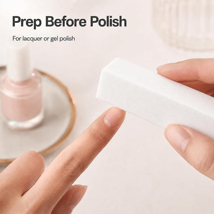 ForPro Professional Collection Buffing Block, Super White, 180/240 Grit, Four-Sided Manicure and Pedicure Nail Buffer, 3.75" L x 1" W x 1" H, 20-Count