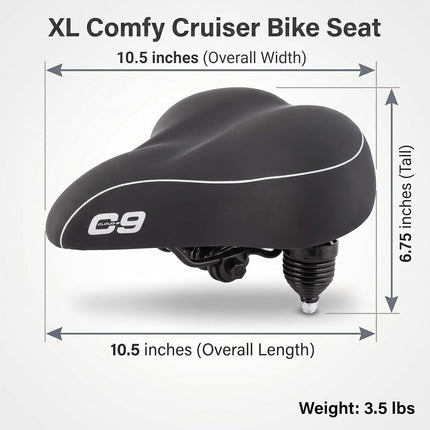 Cloud-9 Sunlite Bicycle Suspension Cruiser Saddle, Cruiser Gel, Tri-color Black