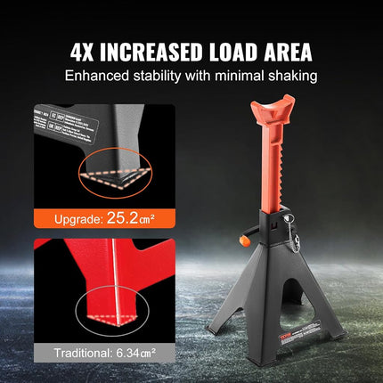 VEVOR Jack Stands, 6 Ton (13,000 lbs) Capacity Car Jack Stands Double Locking, 14.2-23 inch Adjustable Height, for Lifting SUV, Pickup Truck, Car and UTV/ATV, Red, 1 Pair