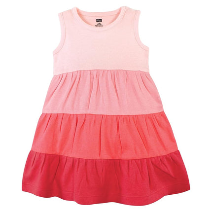 Hudson Baby Vestidos de algodón para bebé niña, Ombre Coral Teal, 6 años