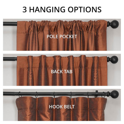 HPD Half Price Drapes Faux Silk Blackout Curtains 84 Inches Long for Bedroom & Living Room Vintage Textured Blackout Curtain (1 Panel), 50W x 84L, Copper Kettle