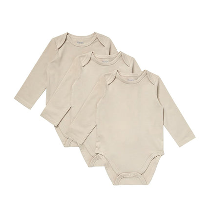 Hanes Lot de 3 bodys à manches longues unisexe Pure Comfort pour bébé, bébés garçons et filles, beige, 24 MOIS