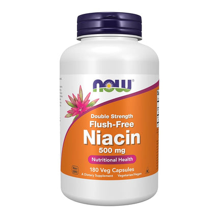 NOW Flush-Free Niacin 500 mg,180 Veg Capsules