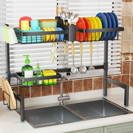 Over The Sink Dish Drying Rack, Kitchen Large Over Sink Dish Drying Rack, Suitable for 95% Sinks, Effective Drainage Drying, Kitchen Dish Drying Rack, 24.8"-35.4"