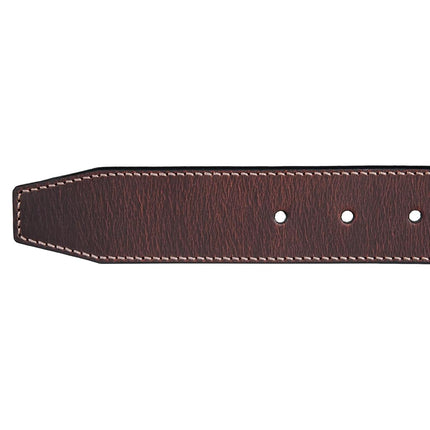 Ceinture en cuir cousu Lucky Brand pour homme | Classique | Décontracté | Habillée | Quotidien | Western | Cuir véritable | Boucle en métal, passant en cuir - Marron, 81cm
