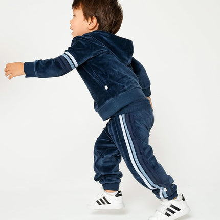 HonestBaby Ensemble de sweat-shirt à capuche en velours et pantalon de jogging pour bébé, tout-petit, garçons, filles, unisexe, bleu avec rayures, 6-9 mois, bleu avec rayures, 6-9 mois
