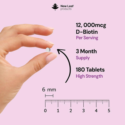 Biotin Vitamins for Hair Skin and Nails Maximum Strength Biotin Tablets 12000mcg Enriched with Coconut Oil 3 Months