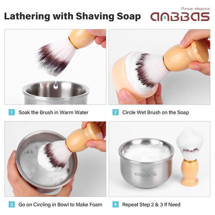 Anbbas 4IN1 Shaving Brush Set with Stand and Soap Bowl for Men Close Shave
