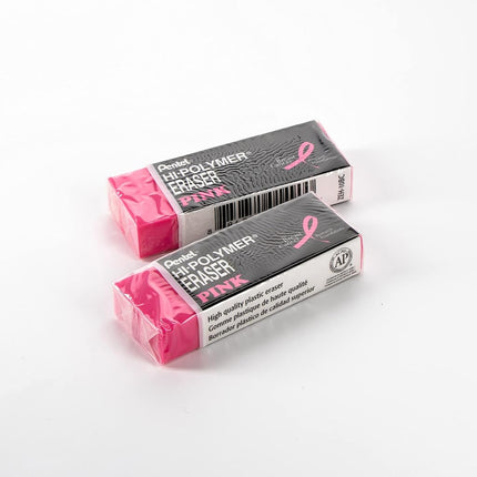 Pentel PINK BCA Hi-Polymer Block Eraser, Large Pink 2-Pk (ZEH10BCBP2)