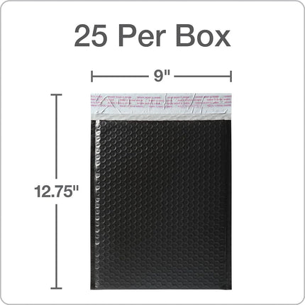 Enveloppes matelassées Quality Park Bubble Mailers, 8,25 x 11, enveloppes d'expédition noires en polyéthylène résistantes à l'eau, fermeture autocollante Redi-Strip, 25/boîte (QUA85870)