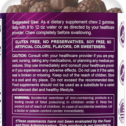 Vitamatic Iron 65 mg Gummies Supplement for Women & Men - 60 Vegan Gummies - Great Tasting Iron Gummy Vitamins with Vitamin C (1)