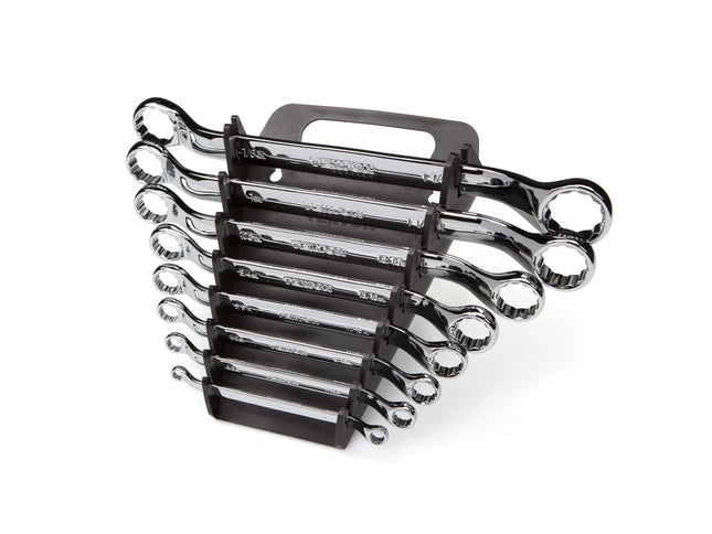 TEKTON 45-Degree Offset Box End Wrench Set with Holder, 8-Piece (1/4-1-1/4 in.) | WBE23408
