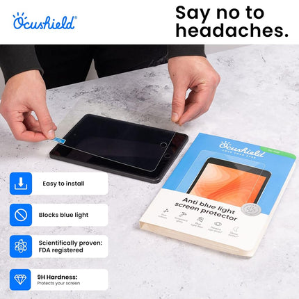 Ocushield Anti Blue Light Screen Protector for iPad Mini 7 (2024) & iPad Mini 6 (2021) 8.3" - 9H Tempered Glass Blocks UV & Blue Light, Anti-Glare, Anti-Bacterial, Designed by UK Optometrists