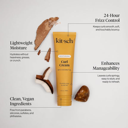 Kitsch Moisturizing Curl Cream for Curly, Wavy Hair – 148ml