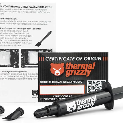 Thermal Grizzly - Hydronaut - 7.8 Gram/3 ml - Conductive High Performance Thermal Paste - Ideal for Air and Water Cooling CPU/GPU/PS4/PS5/Xbox - for Large Cooling Surfaces
