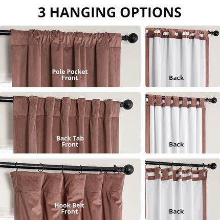 HPD Half Price Drapes VPYC-161234-120 Plush Velvet Curtain (1 Panel), 50 X 120, Wild Rose