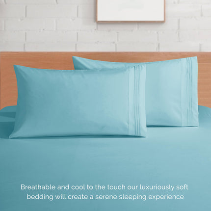 Elegant Comfort Luxurious 1500 Premium Hotel Quality Microfiber 4-Piece Sheet Set, 18-24 Inches Deep - Extra Deep Pocket Sheets - Ultra Soft 4PC Deep Pocket Sheets, King, Aqua Blue