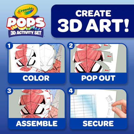 Crayola POPs Kit d'art 3D pour enfants, alternative au livre de coloriage Spiderman, cadeau pour garçons et filles, 6 ans et plus