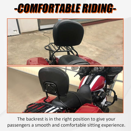 ECOTRIC Adjustable Detach Sissy Bar Backrest Compatible with 2009-2022 Harley Touring Street Glide FLHX FLHR w/Leather Pad