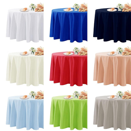 Fokitut 12 Pack Waterproof Round Tablecloth, 70 Inch, Stain Resistant and Wrinkle Polyester Table Cloth, Fabric Table Cover for Kitchen Dining, Wedding, Party, Holiday Dinner-Ivory