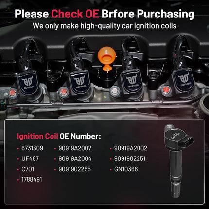 BDFHYK Ignition Coils Pack Set of 6 Compatible with Toyota 4Runner Avalon Camry Sienna Lexus ES350 GS300 GS350 V6 2.5L 3.0L 3.5L 4.0L Coil for 90919-A2007 C1601 UF487