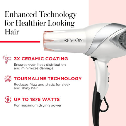 Revlon 1875w Laser Brilliance Dryer, Silver/White