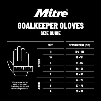 Mitre Impel Goalkeeper Gloves | Shock Absorption | Extra Grip, Black/Grey, Size 10