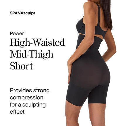 Spanx Women's Higher Power Short Thigh Slimmer, Black (Very Black 000) 16-18 UK (Manufacturer Size: L)