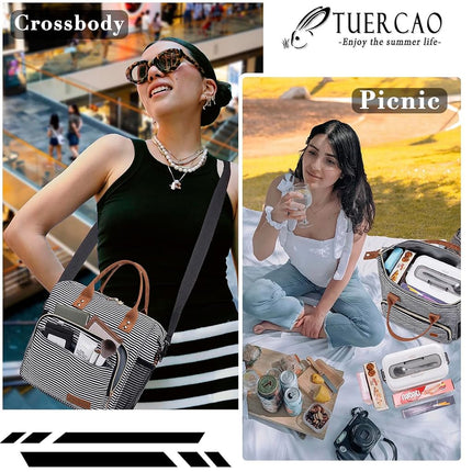 Insulated Lunch Bag - Large Portable Cooler Lunch Box for Office Work School Picnic Beach Workout - Reusable Freezable Tote Lunch Bag Organizer with Adjustable Shoulder Strap for Women Men Adult