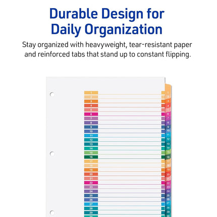 Avery Ready Index Table of Contents Dividers, 31-Tab Set, Case Pack of 12 (11129)