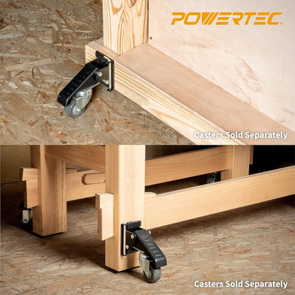 POWERTEC 71132 Quick-Release Workbench Caster Plates, 4-Pack