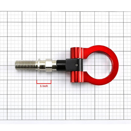DNA THK-JDM-RD Red Aluminum Front/Rear Japanese Car Trailer Tow Hook Ring Kit - M18 x 2.5