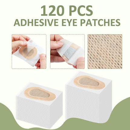 120 Pcs Adhesive Eye Patches, Eye Patches for Adults Eye Pad Disposable Eyepatch Latex Free Adhesive Bandages for Baby Kids (Nude,3 x 2 Inch)