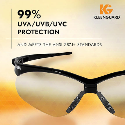 Jackson Safety V30 Nemesis Safety Glasses (25676), Clear with Black Frame, 12 Pairs/Case