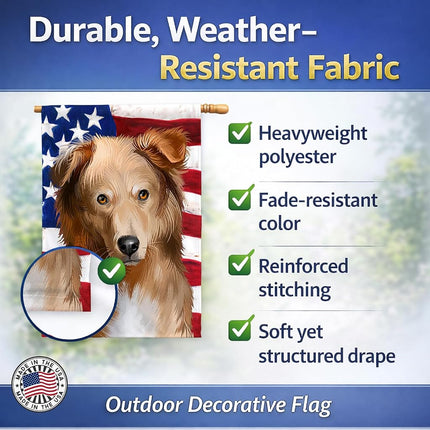 Tesoros de Caroline CK6418CHF Banderas de perro pastor vasco de tamaño de casa de lona con bandera americana, grandes, multicolor