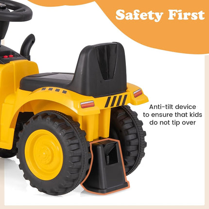 Licensed Caterpillar Ride on Tractor by OLAKIDS, 2 in 1 Ride on Push Car with Detachable Trailer, Headlight, Horn, Rake, Shovel, Foot to Floor Walker Toy Sliding Truck for Kids Toddler