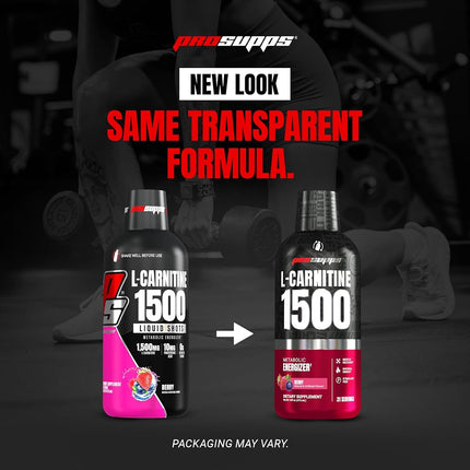 Pro Supps L-Carnitine 1500 Liquid Fat Burner, Metabolic Enhancer (Berry Flavor), 31 Servings, Torch Fat and Get Ripped