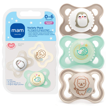 MAM Variety Pack Baby Pacifier, Includes 3 Types o