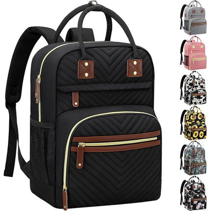 Sac à langer Tenot Sac à Dos Fourre-tout pour Femme Grande Capacité, Sac à Langer avec Poches Isothermes Multifonctionnel, Noir, 11,5"L x 6,0"l x 16,0"H, Standard