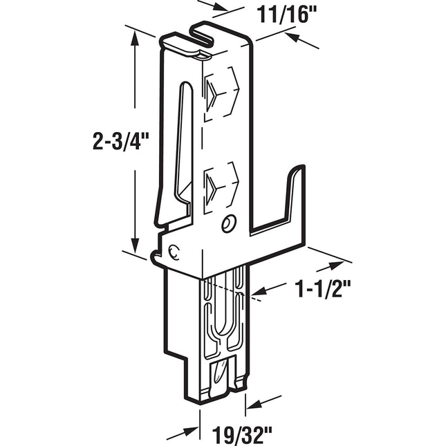 Prime-Line N 6549 1-1/2 in. Stamped Steel Housing with Nylon Guide Insert, Panel Wardrobe Door Guide for Acme and Stanley Doors (1 Pair)