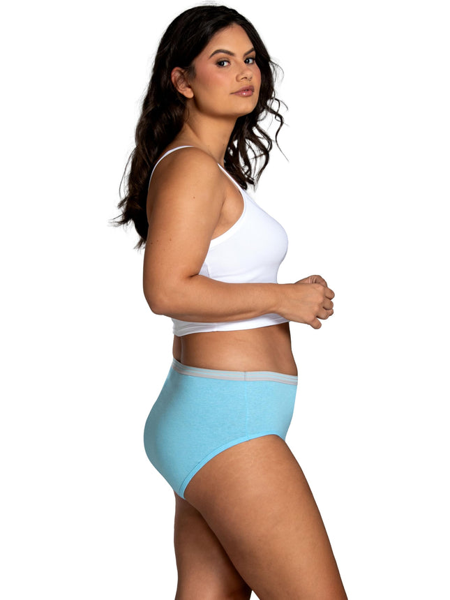 Fruit of the Loom Women's Eversoft Cotton Underwear Multipacks, Tag Free & Breathable, Available in Plus Size, Low Rise Brief-Grey/Pink/Blue, 8 (Pack of 12)